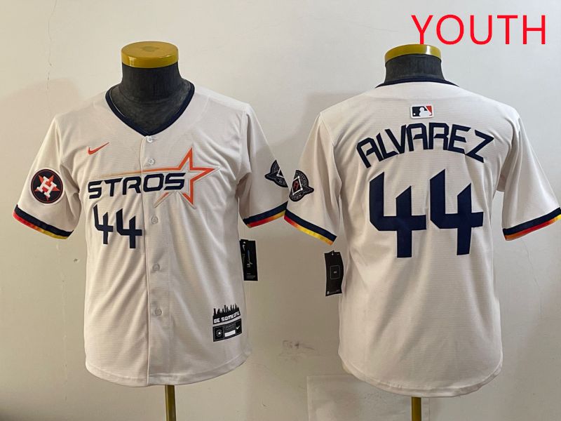 Youth Houston Astros #44 Alvarez Cream Three generations Joint Name 2025 Nike MLB Jersey style 4114->youth mlb jersey->Youth Jersey